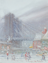 Johann Berthelsen Oil on Canvas Painting, signed, Brooklyn Bridge Tower, New York City