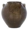 Rare Isaac Lefevers Stoneware Vessel, (Lincoln County, North Carolina, 1831-1864), bulbous ovoid form, mottled runny olive green alkaline glaze