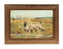 Alfred Bryan Wall Oil on Canvas Painting, signed, Flock Sheep in Field with Shepherd