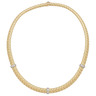 Roberto Coin Woven Silk Diamond Necklace in 18 Karat Yellow Gold, woven silk pattern and three white gold stations set with round brilliant cut diamonds