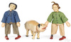 A pair of Schoenhut Max and Moritz jointed wood figures together with a pig