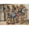 Reginald Marsh Tempera on Paper Painting, signed 1946, Girls in the Street