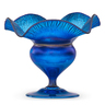 TIFFANY STUDIOS blue Favrile ruffled rim compote, New York, ca. 1918