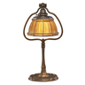 TIFFANY STUDIOS glass gold Linenfold table lamp, New York, 1920's. Acid-etched gilt bronze, frosted glass, single socket