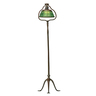 TIFFANY STUDIOS green Linenfold shade floor lamp, New York, early 20th C. Patinated bronze, frosted glass, single socket