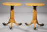 A pair of Biedermeier Karelian birch occasional tables, 19th c., possibly Russian