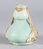 Royal Bonn porcelain Art Nouveau vase, double gourd, signed on bottom, gilt handles and green ground