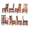 An L. & J.G. Stickley assembled set of eight dining chairs, seven side-, one arm-, Fayetteville, New York, 1910s,