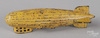 An A.C. Williams cast iron Graf Zeppelin penny or coin still bank in yellow paint
