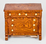 Glazed Redware Dresser Bank, probably English, second half 19th century, slab-constructed Empire-style dresser, composed of scroddled clay