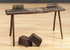 A primitive flax hatchel pine bench