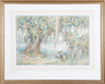 Corinna Morgiana Luria Watercolor Painting, signed, 2 Women Fishing
