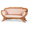 A Biedermeier upholstered sofa in fruitwood with banding inlay, Continental, 19th century