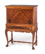 A two-piece drop-front bar chest, European, 4th quarter of the 20th century, mixed woods