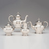 Cincinnati Assembled Coin Silver Tea Service, American (Cincinnati, Ohio), 19th century, E & D Kinsey and the larger teapot marked Duhme & Co.
