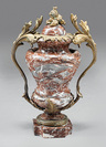 Antique French Rouge Marble and Bronze-Mounted Cassolette, foliate arms and colla