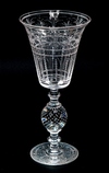 PAIRPOINT POSSIBLY CUT BY HAWKES VASE. American, 1st quarter-20th century. Very nice etching and cutting, controlled bubble ball stem,