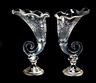 PAIR OF PAIRPOINT CORNUCOPIA VASES. Twentieth century. Glass cornucopias on sterling weighted bases