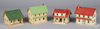 A lot of 4 Schoenhut painted wood train set accessory houses