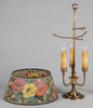 Pairpoint brass table lamp, with reverse painted shade