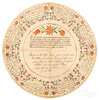 An ink and watercolor scherenschnitte fraktur valentine, dated 1842, made by Goerg Fauth