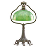 TIFFANY STUDIOS, fine and rare adjustable height desk lamp with wheel-carved Favrile shade, New York, ca. 1916