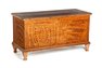 A paint-decorated blanket chest in poplar, American, first half of the 19th century