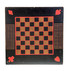 A paint decorated checkers gameboard with cribbage boarders