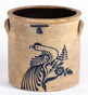New York stoneware crock, 19th c., impressed Whites Utica, with cobalt bird decoration