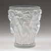 A Lalique crystal vase in the Bacchantes pattern
