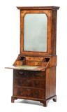 An important English Queen Anne secretary bookcase, first quarter of the 18th century, burled walnut